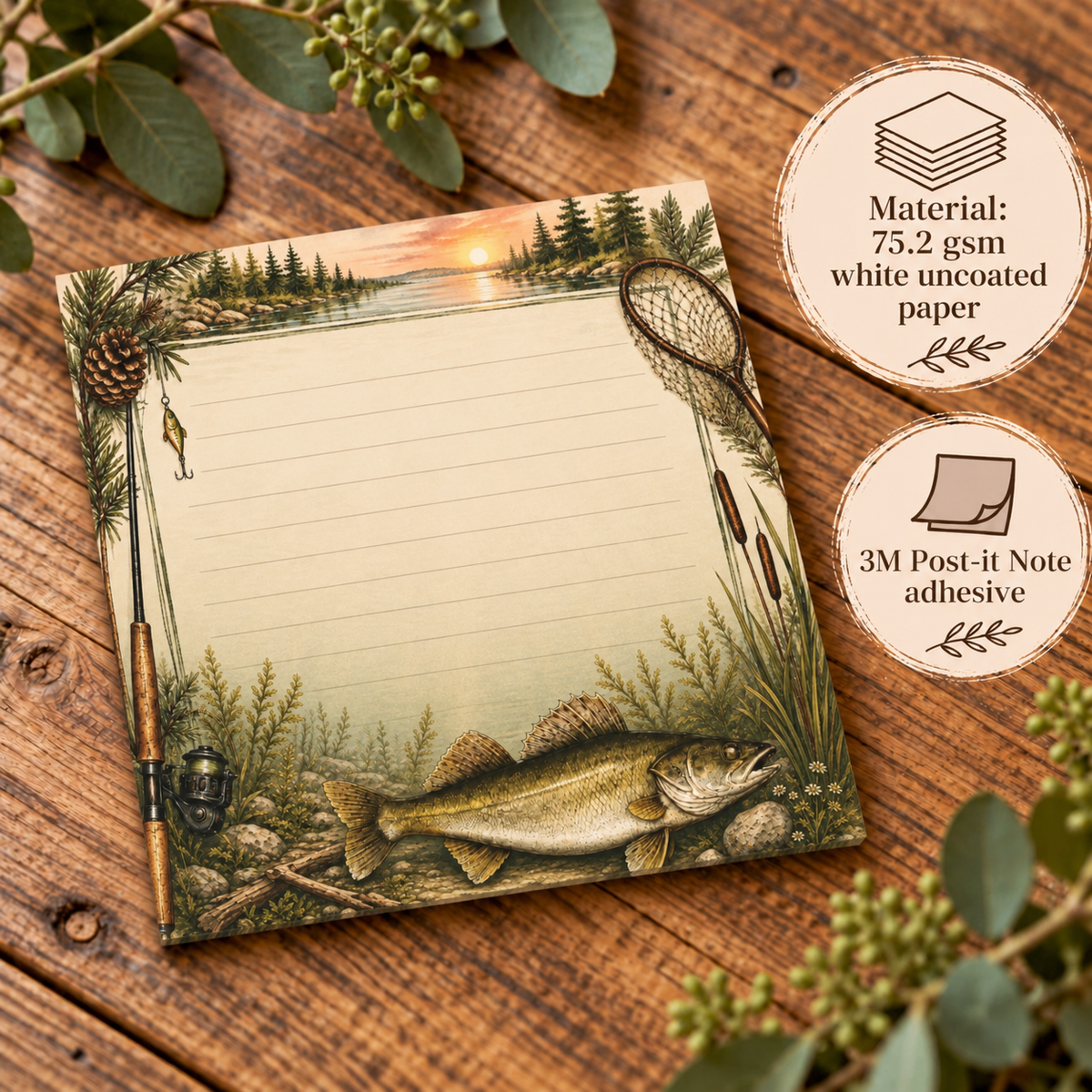 Walleye Fishing Sticky Notes | Outdoorsmen and Outdoorswomen Post-it® Note Pads Gift