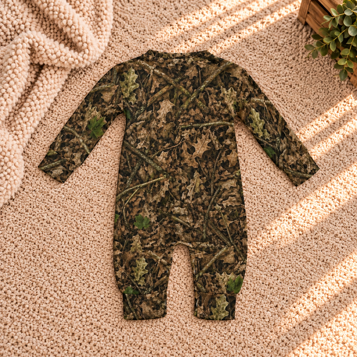 Long Sleeve Camouflage Baby Romper | Soft One-Piece Camo Outfit for Infant Outdoor Adventurers and Hunting Season