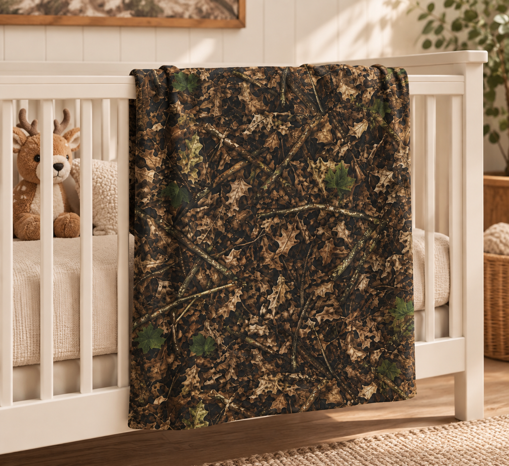 Camouflage Baby Swaddle Blanket | Camo Hunting Themed Nursery Decor for Outdoorsy Infant