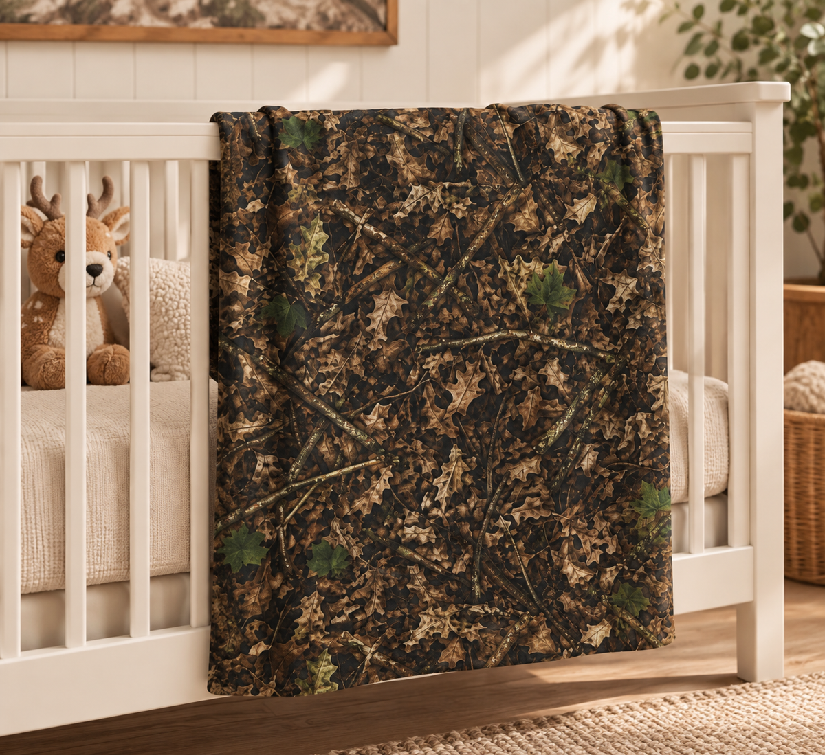 Camouflage Baby Swaddle Blanket | Camo Hunting Themed Nursery Decor for Outdoorsy Infant