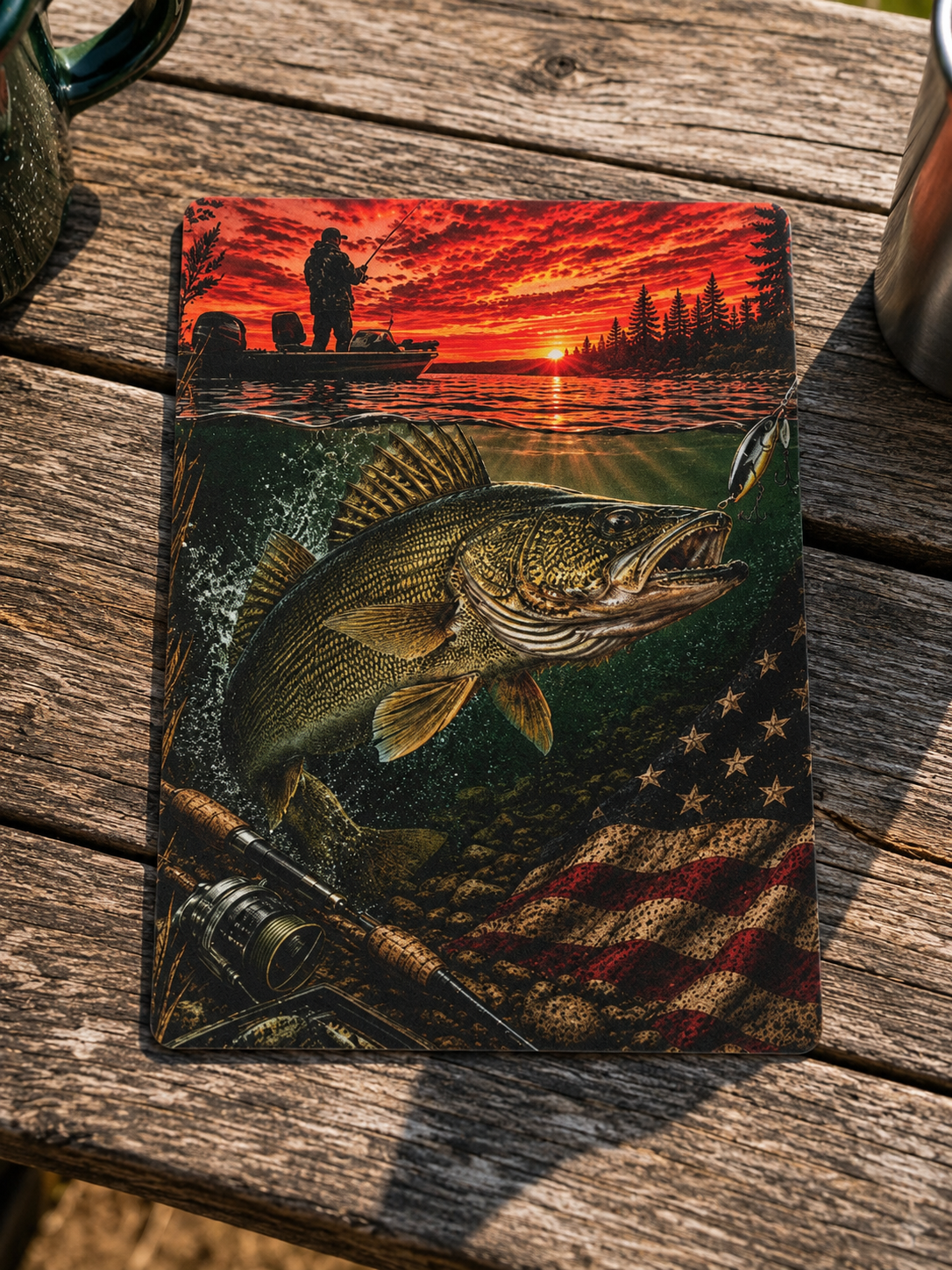 Walleye Fishing Playing Cards | Fisherman Poker/Euchre Gift | Outdoor and Patriotic American Flag Card Deck