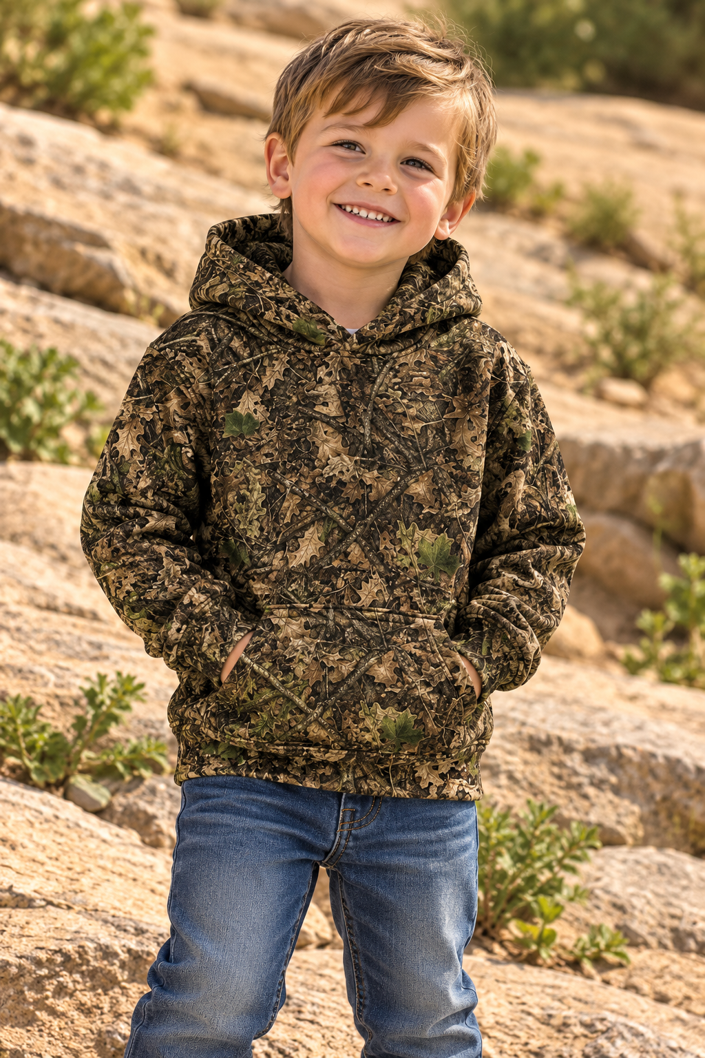 Kids Woodland Camo Hoodie | Hunting Sweatshirt with Front Pocket for Toddlers, Boys & Girls Who Love the Outdoors