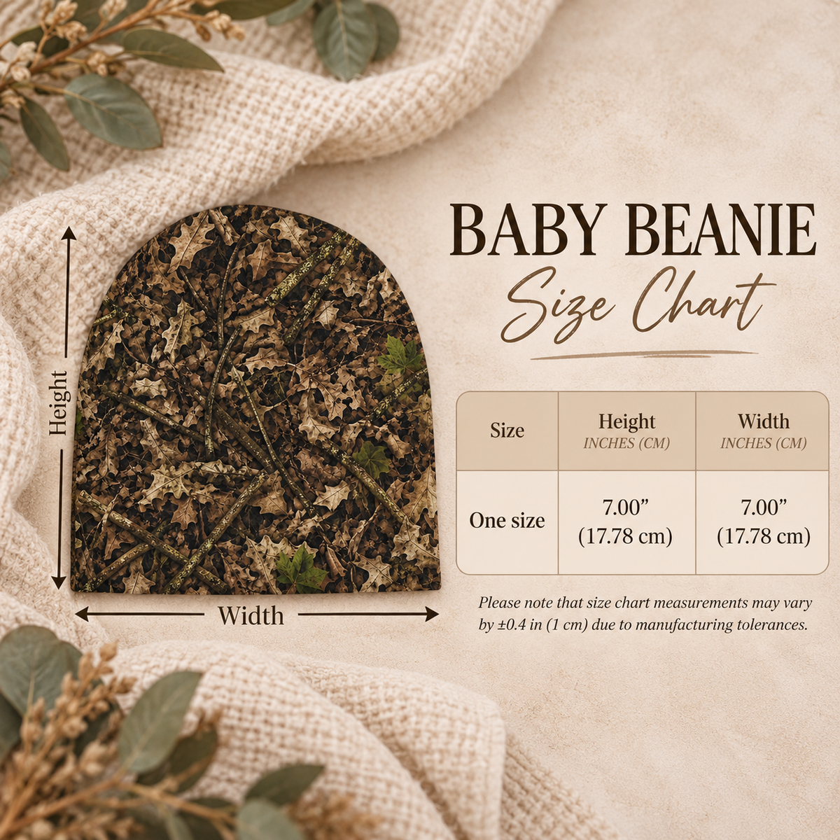 Baby Camo Beanie | Woodland Camouflage Hat for Newborns, Infants, and Little Hunters in Outdoor Families