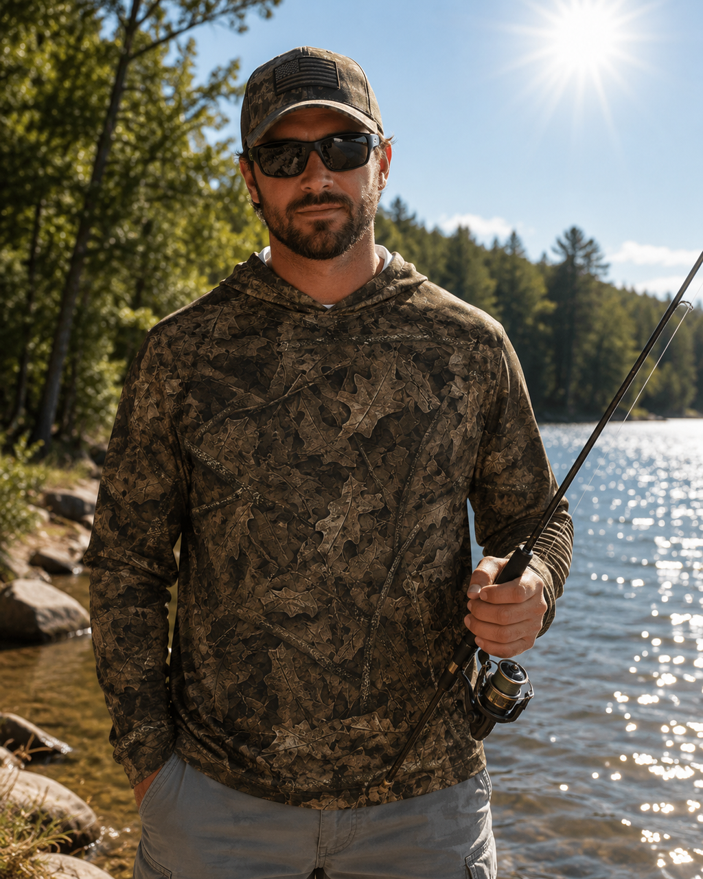 Unisex Camo Thin Lightweight Hoodie | Men and Women's Camouflage Long Sleeve Hunting Shirt