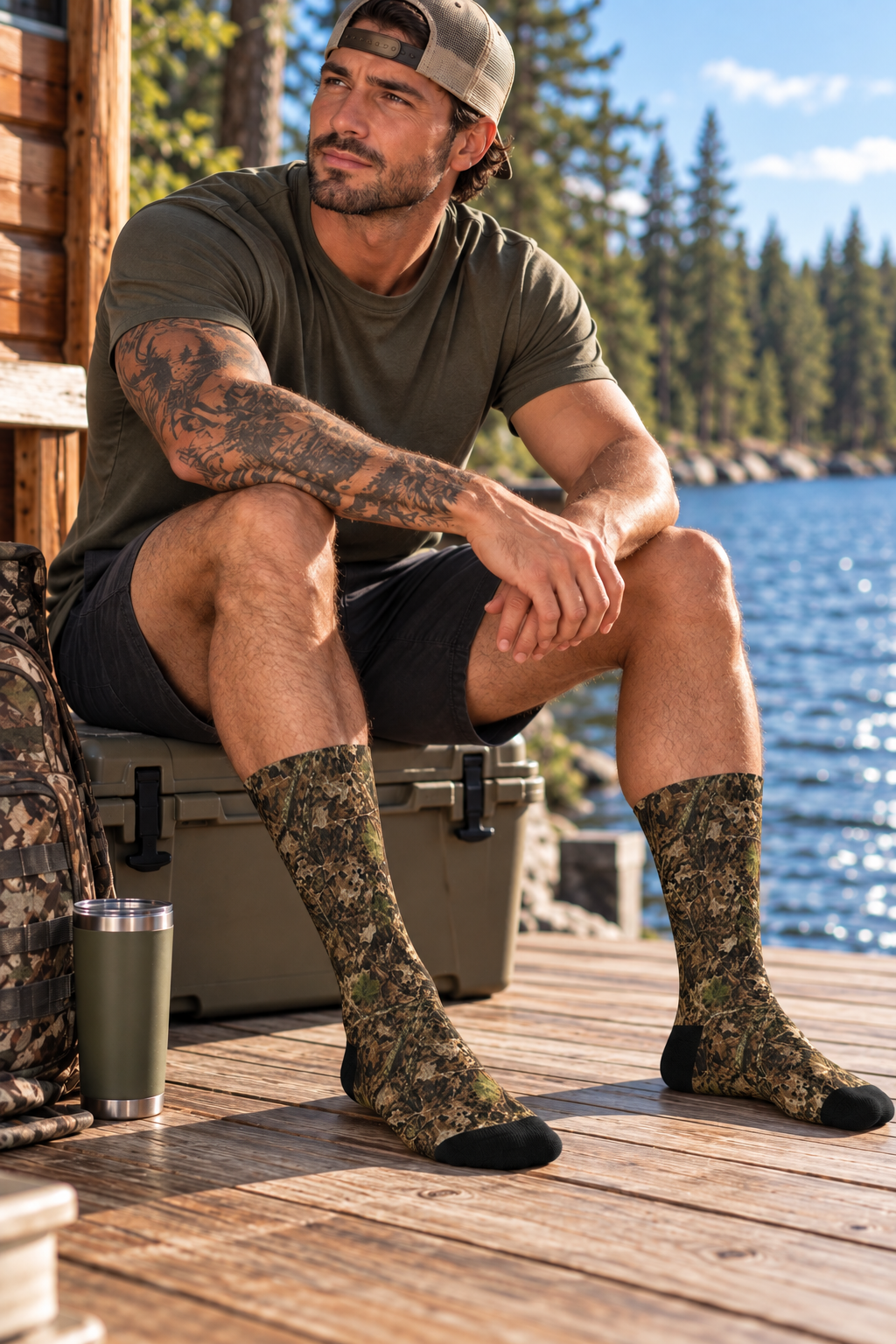 Camo Crew Socks | Cushioned Outdoor Comfort for Hunters, Anglers, Campers