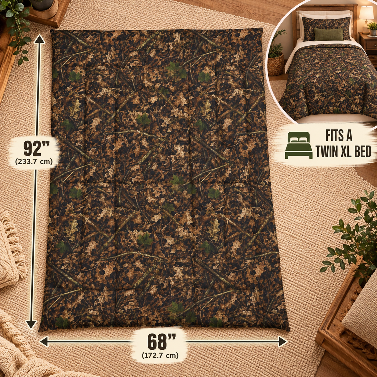 Camouflage Comforter | Woodland Camo, Rustic Hunting Bedding for Cabin & Outdoorsy Bedrooms
