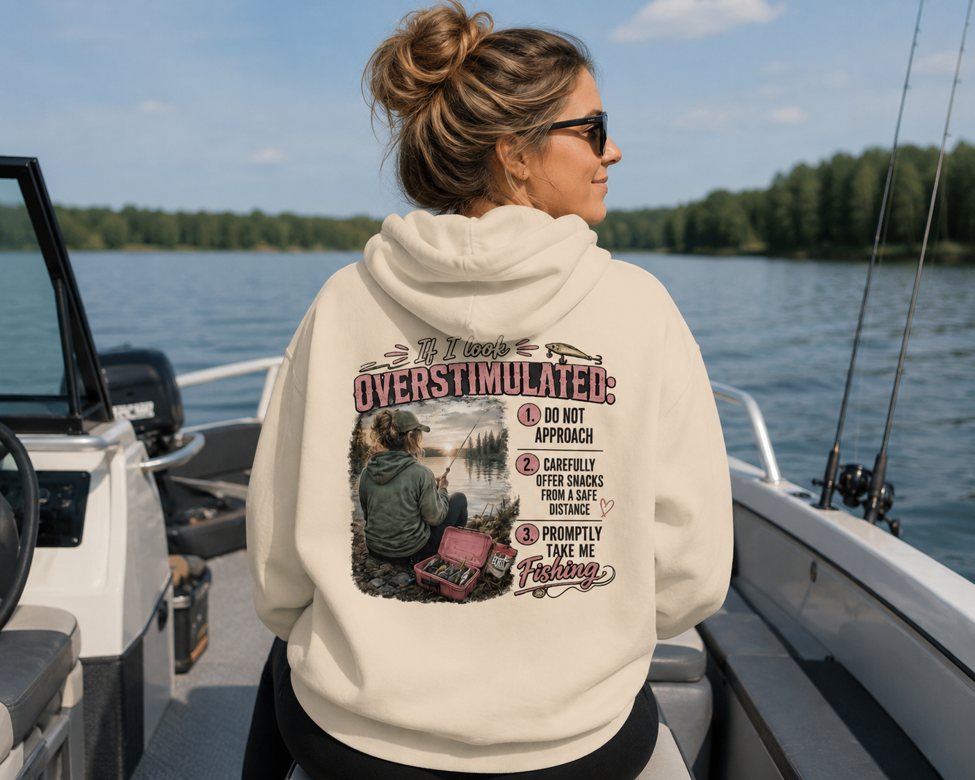 Overstimulated Mama Fishing Hoodie | Feed Me Snacks and Take Me Fishing Outdoorswoman Mother Sweatshirt