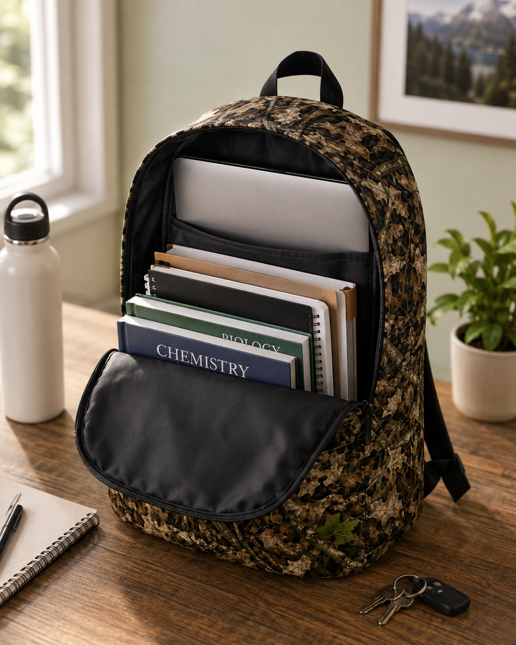 Camouflage Backpack | Camo Medium-Sized Bookbag for Outdoor Adventures Like Hunting, Fishing, and Camping, or for Office and School Supplies