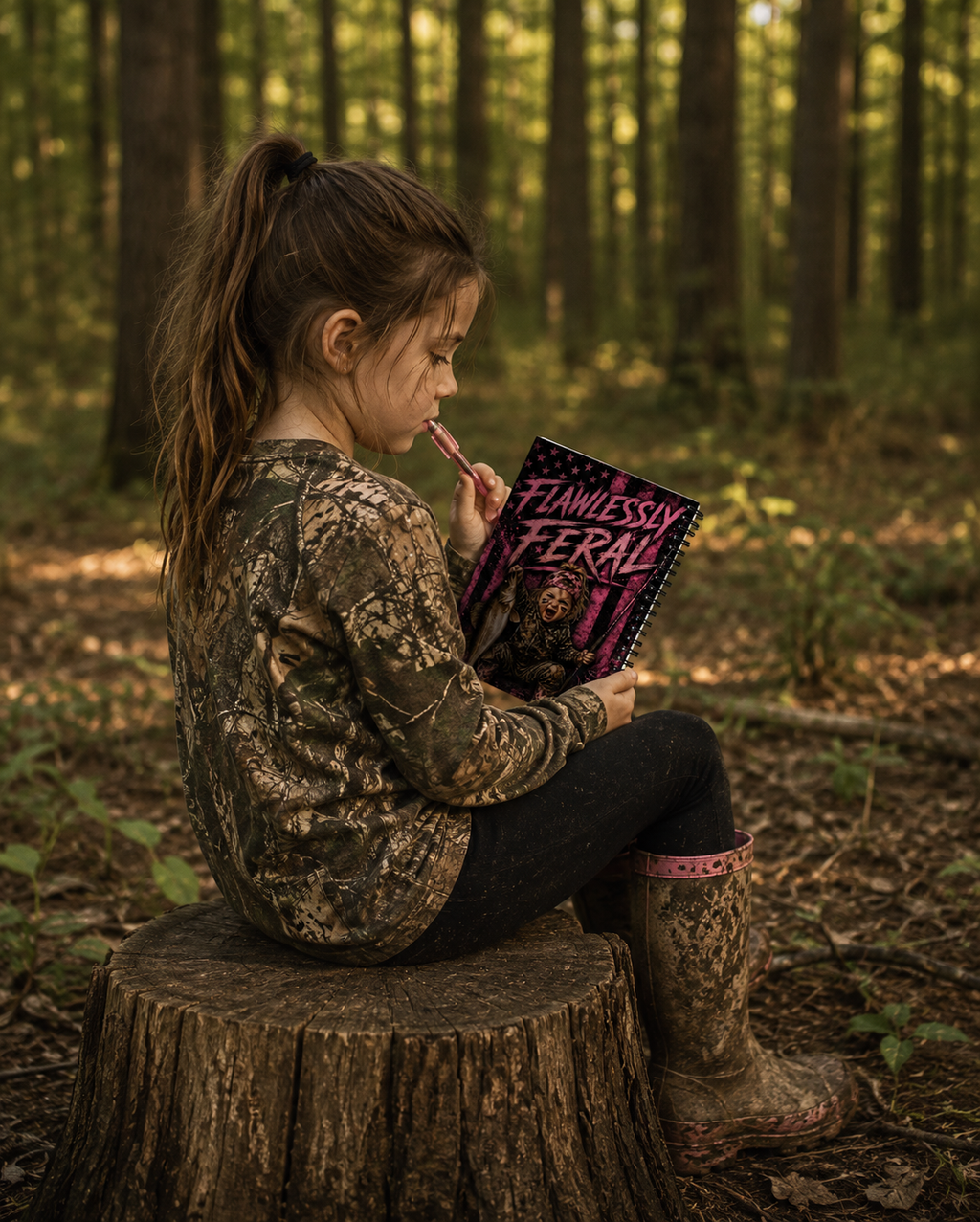 Flawlessly Feral Kid Spiral Notebook | Fishing Themed Notepad Gift for Wild, Outdoorsy Girl