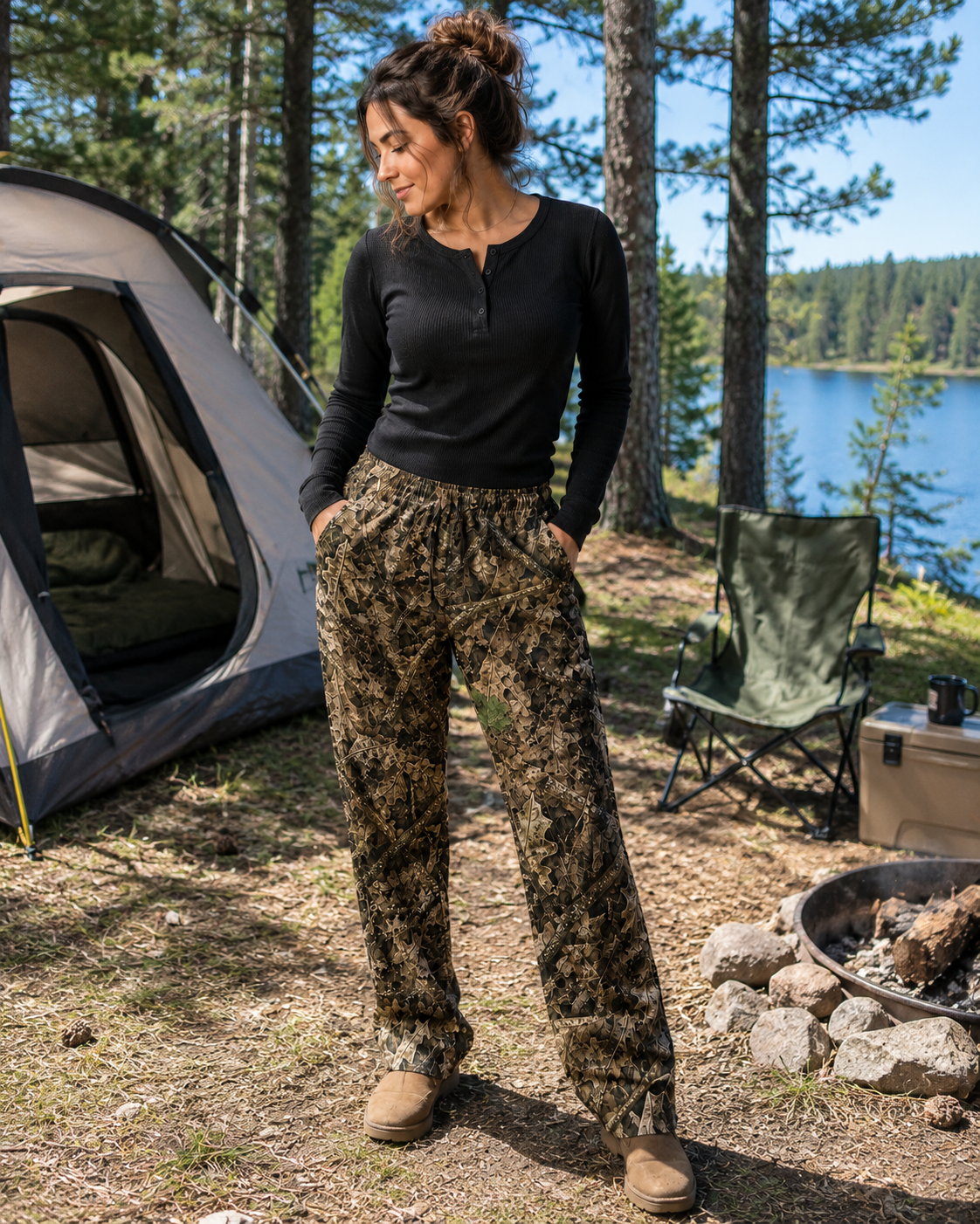 Women's Camo Joggers | Ladies Comfy Fleece Camouflage Sweatpants