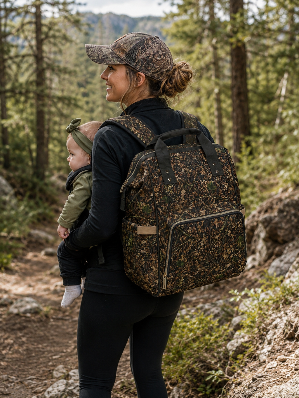 Camouflage Diaper Bag | Multifunctional Camo Backpack for Hunting Families and Outdoor Parents raising Adventurous Babies