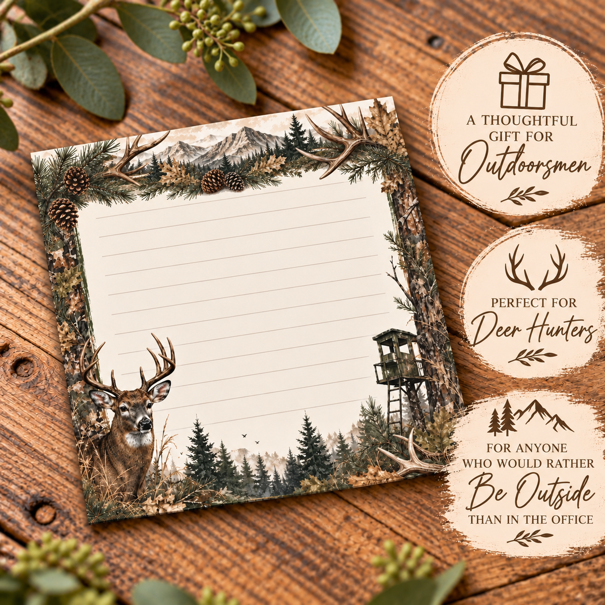 Deer Hunting Theme Post-it® Note Pads | Camo Sticky Notes For Outdoorsmen and Hunters