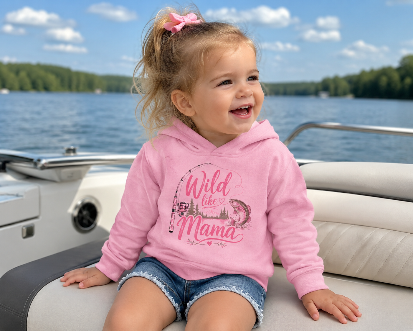 Toddler Girl Fishing Hoodie | Outdoorsy, Wild, Feral Kids Fleece Pullover Sweatshirt for Camping and Fishing