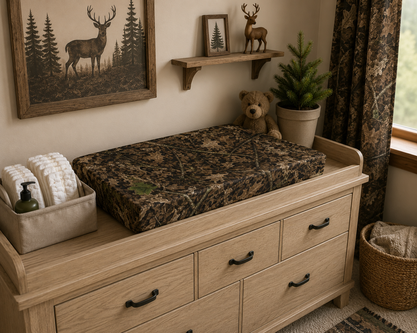Camouflage Baby Changing Pad Cover | Camo Infant Changing Table Accessories for Hunting Themed Nursery and Outdoorsy Families