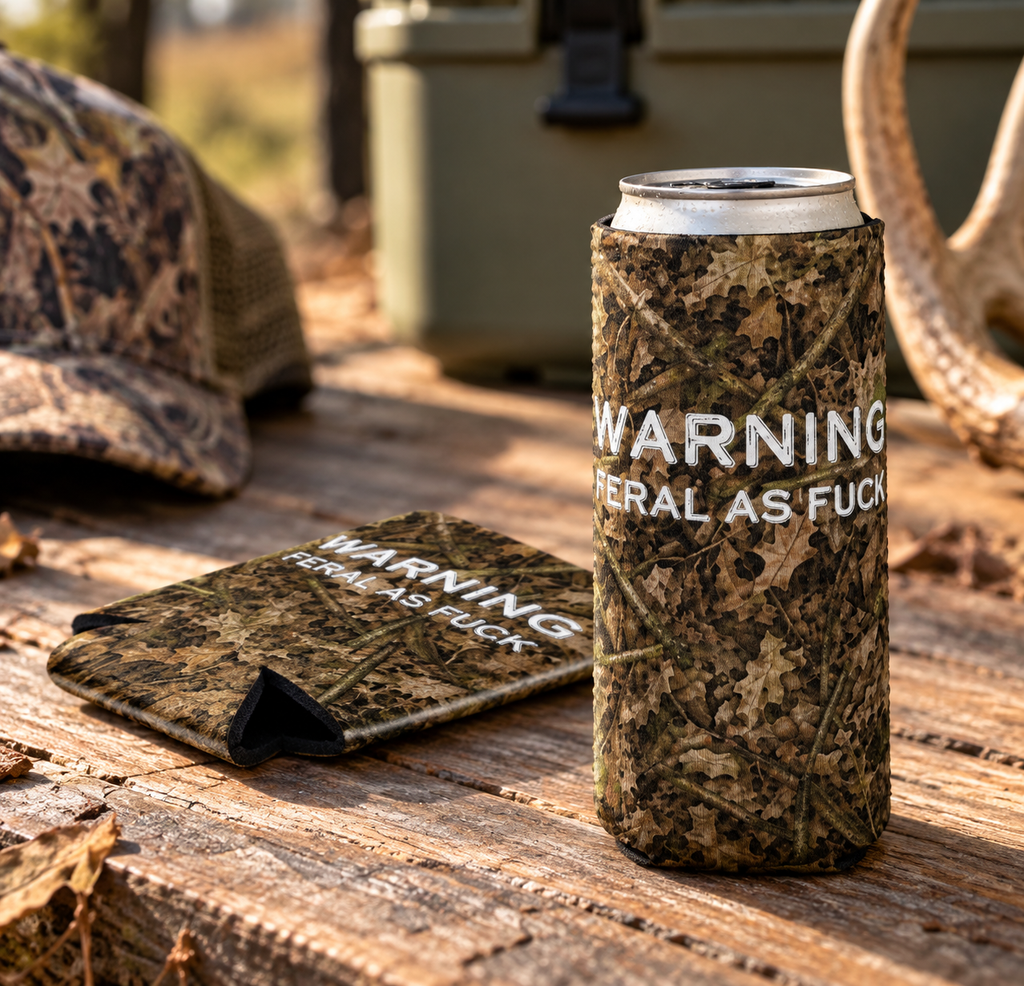 Camo Can Cooler | Funny Camouflage Hunting Coozie Gift for Outdoorsy Friend