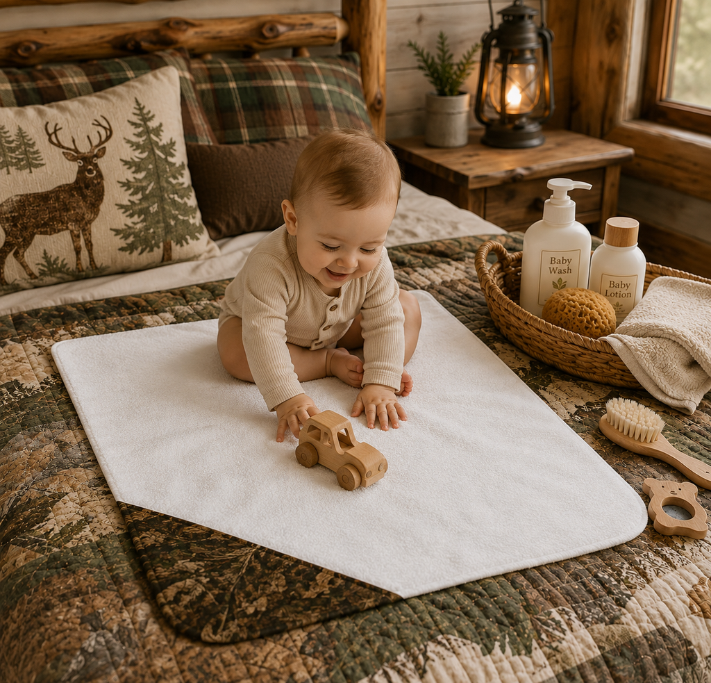 Camouflage Hooded Baby Towel | Woodland Camo Hunting Themed Soft Fleece Bath Towel for Outdoorsy Infants and Rustic Cabin Nursery Room
